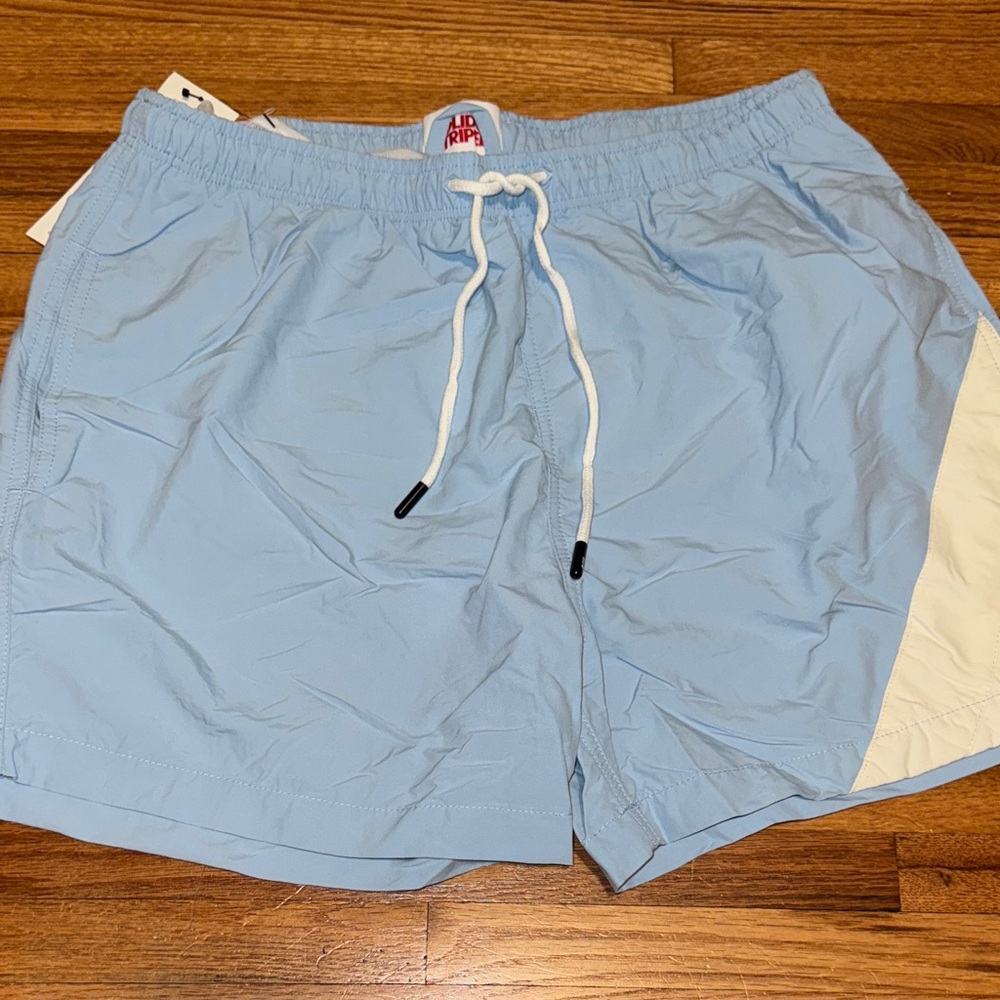 Light Blue Swim Shorts with White Accent